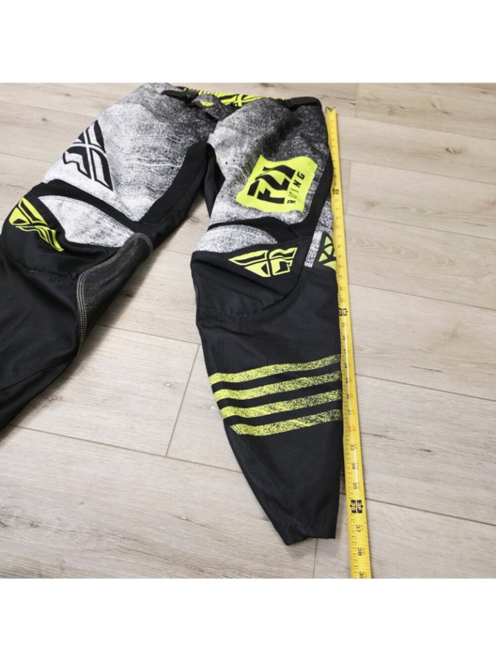 FLY Racing Motocross Kinetic Riding Pants MX Sz 34 Comfort/Protection Yellow/Blk - Picture 2 of 8